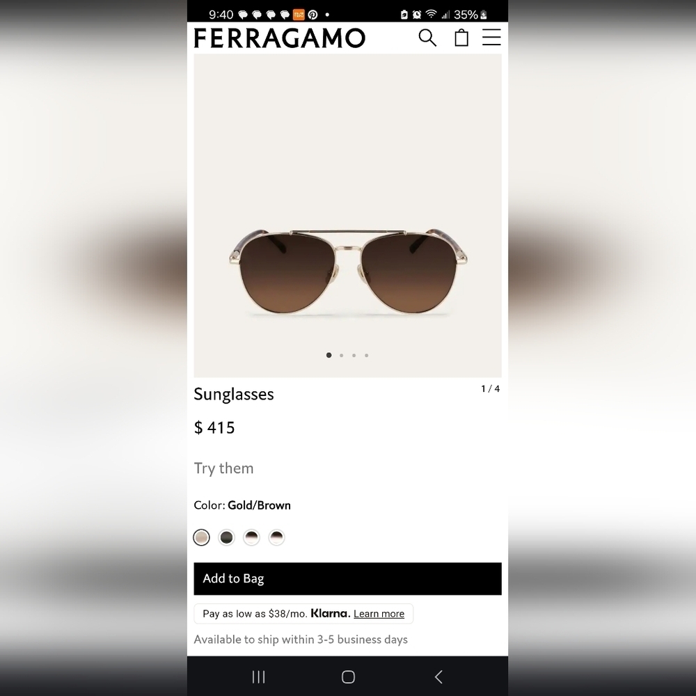 Ferragamo Black Sunglasses Case